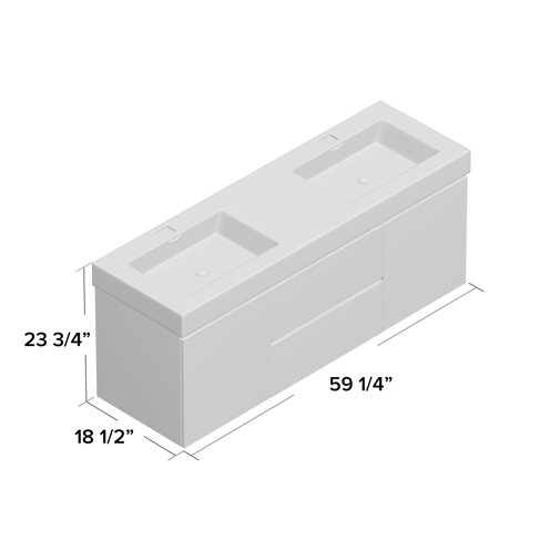 Tenafly 59" WallMounted Double Bathroom Vanity Set & Reviews AllModern